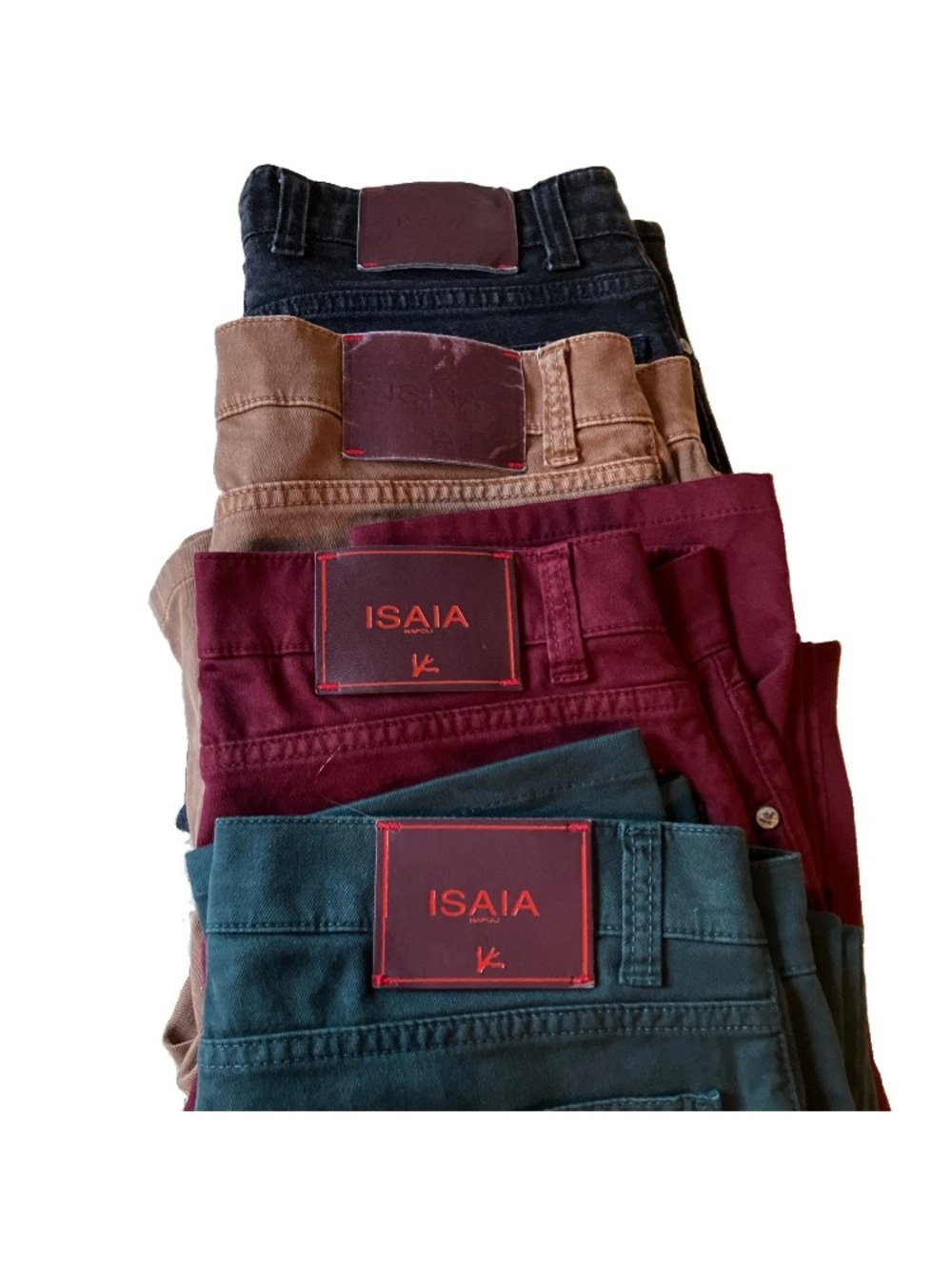 Isais Made in Italy Dark Green Straight Men’s Jeans with Red Stitching IT48/US32